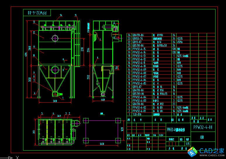 PPW32-4氣箱脈沖袋式除塵器總圖