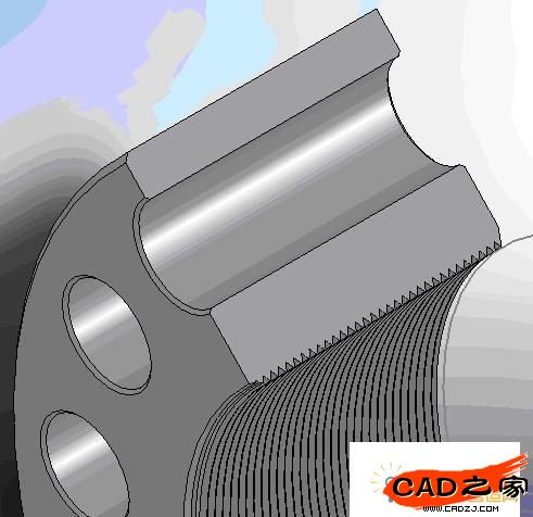 非標(biāo)準(zhǔn)螺紋法蘭的三維模型及局部視圖