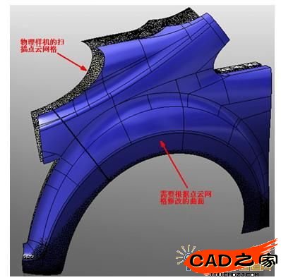 需要修改的曲面和物理模型的掃描點(diǎn)云網(wǎng)格